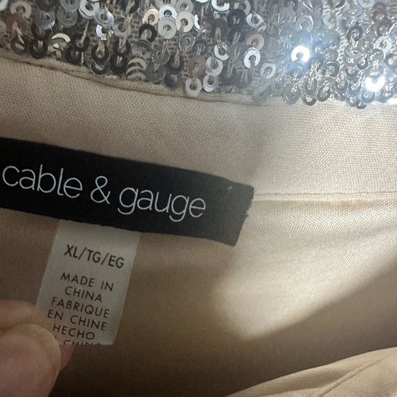 Cable & Gauge Sparkling Silver Sequin Blouse Top XL Cocktail Formal - Picture 6 of 6